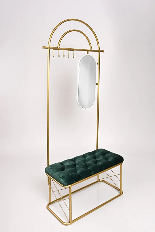 Aynalı Portmanto Puf Bench Ayakkabılık Telli Raf